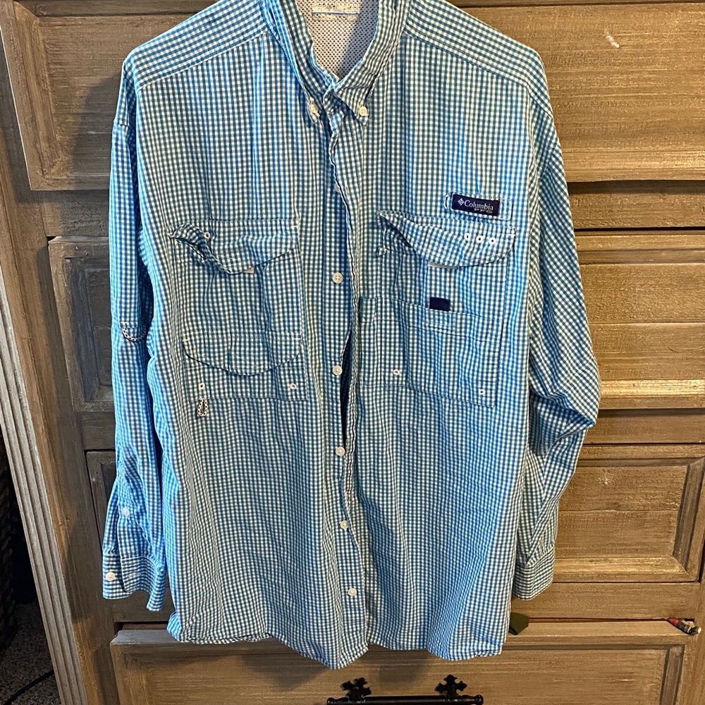 Columbia Men's Light Blue Gingham Shirt